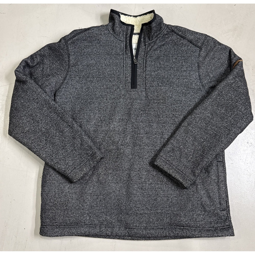 Orvis Sweater Jacket Mens Large Gray 1/4 Zip Pullover Fleece Sherpa Lined